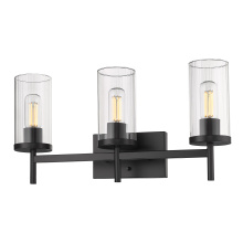 Golden 7011-BA3 BLK-CLR - Golden Lighting Winslett 3-light Vanity in Matte Black